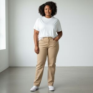 Riders Casuals Vintage Slash Pocket Pants Khaki Cotton Women's Size 20W Long NWT